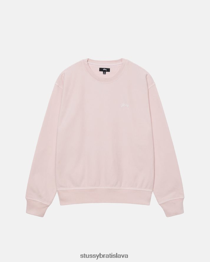 potí sa lt Ružová unisex STUSSY prefarbený sklad logo crew V6222Z128