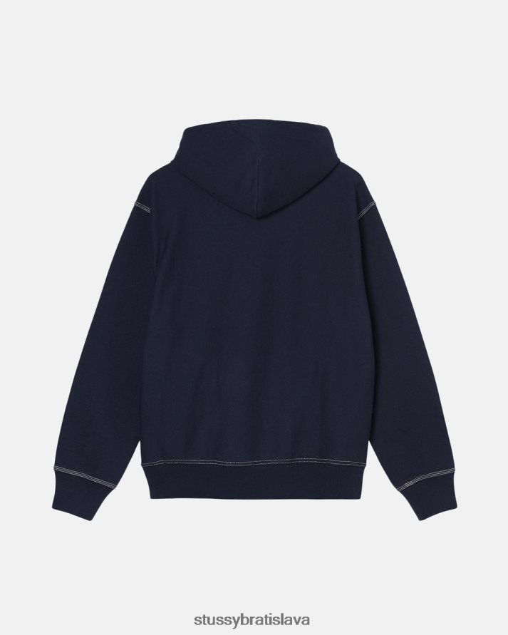 potí sa námorníctvo unisex STUSSY mikina so štítkom s kontrastným stehom V6222Z217