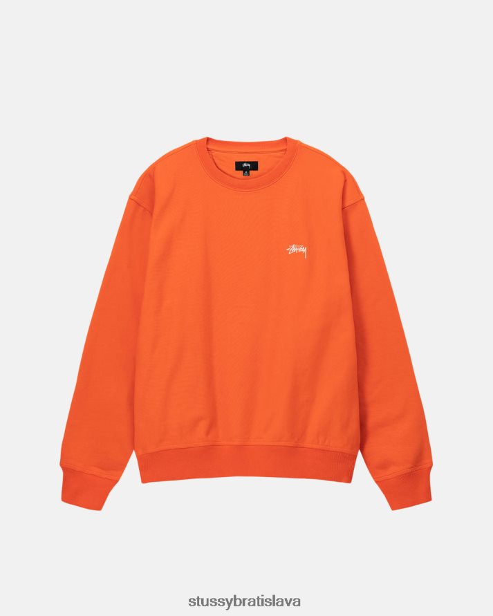 potí sa oranžová unisex STUSSY prefarbený sklad logo crew V6222Z152