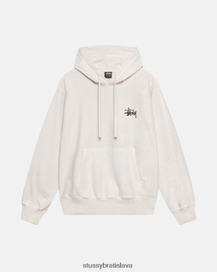 potí sa prirodzené unisex STUSSY mikina s kapucňou zafarbená základným pigmentom V6222Z189