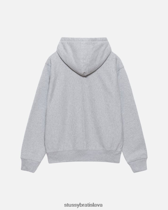 potí sa sivý vres unisex STUSSY Mikina na zips s akciovým logom V6222Z139