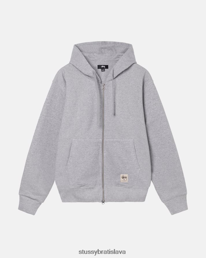 potí sa sivý vres unisex STUSSY mikina na zips s dvojitým štítkom V6222Z214