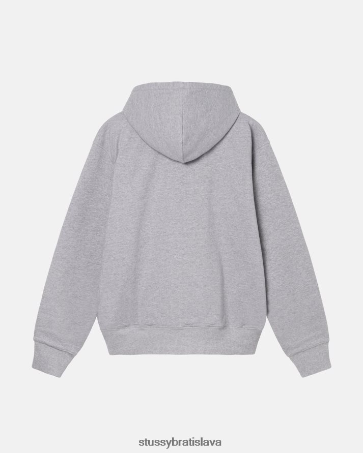 potí sa sivý vres unisex STUSSY mikina na zips s dvojitým štítkom V6222Z214