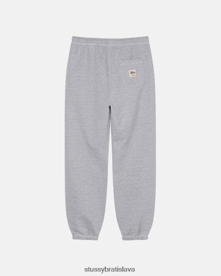 potí sa sivý vres unisex STUSSY nohavičky so štítkom s kontrastným stehom V6222Z216
