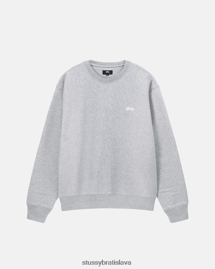 potí sa sivý vres unisex STUSSY posádka s logom akcií V6222Z137