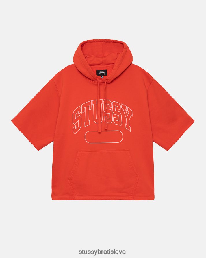 potí sa sýto oranžová unisex STUSSY ss boxy skrátená mikina s kapucňou V6222Z162