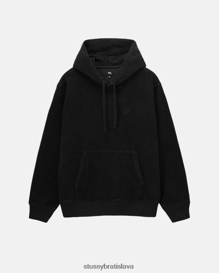 potí sa čierna unisex STUSSY fleecová mikina naruby V6222Z237