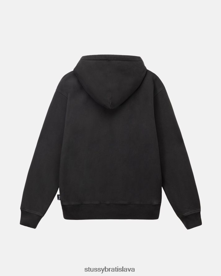 potí sa čierna unisex STUSSY fleecová mikina s kapucňou zafarbená pigmentom V6222Z229