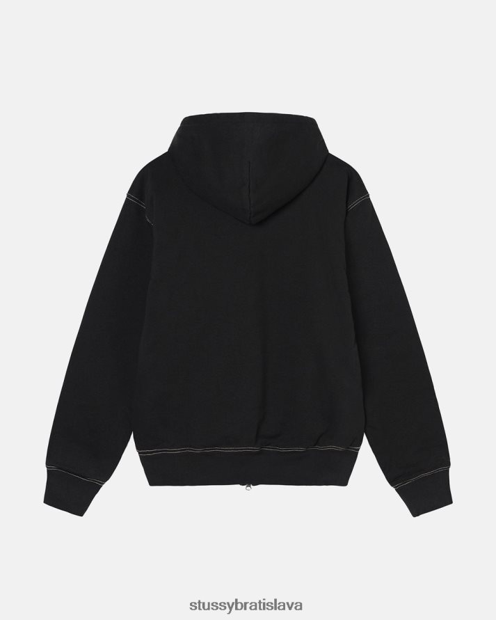potí sa čierna unisex STUSSY mikina na zips s dvojitým štítkom V6222Z211