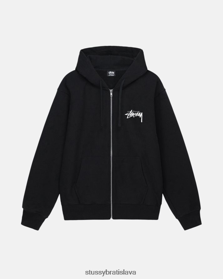 potí sa čierna unisex STUSSY mikina na zips sara V6222Z166