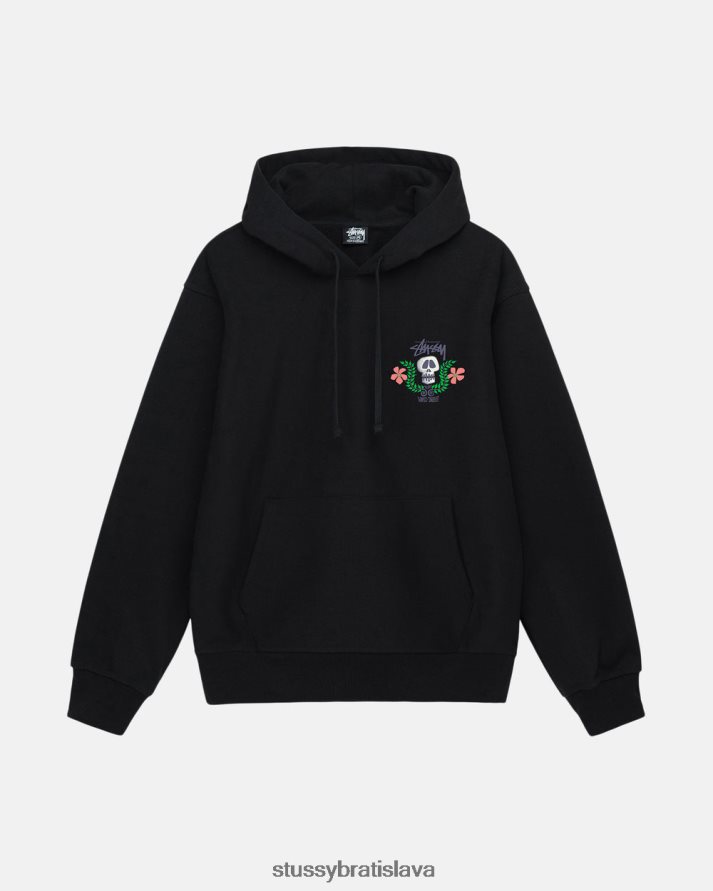potí sa čierna unisex STUSSY mikina s kapucňou lebky V6222Z177