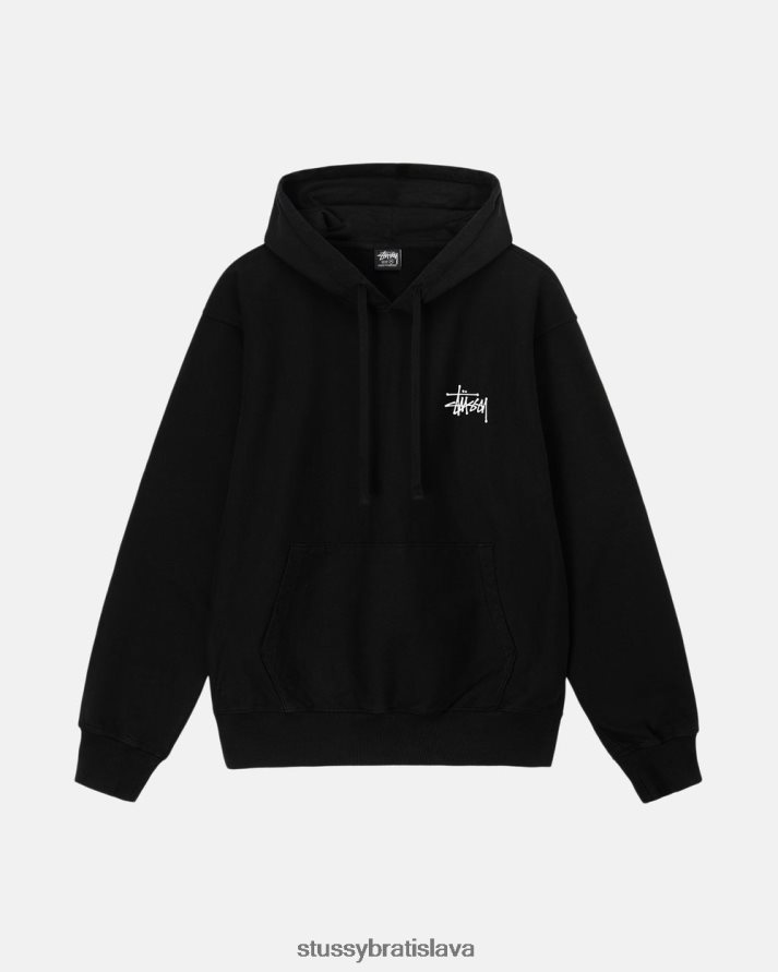 potí sa čierna unisex STUSSY mikina s kapucňou zafarbená základným pigmentom V6222Z188