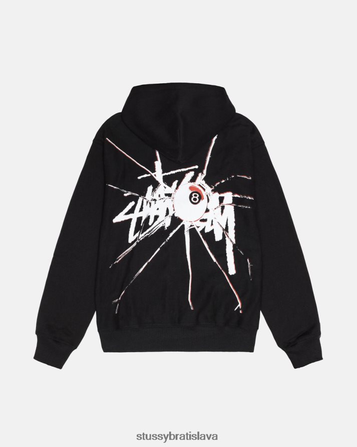 potí sa čierna unisex STUSSY mikina s rozbitým zipsom V6222Z172