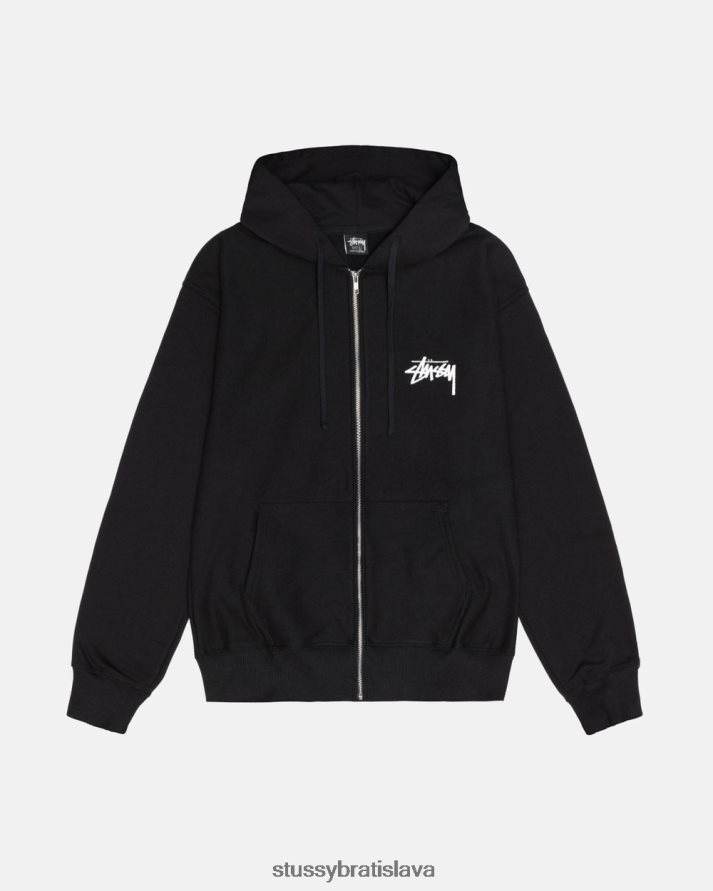 potí sa čierna unisex STUSSY mikina s rozbitým zipsom V6222Z172
