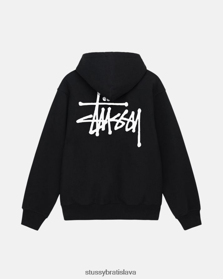 potí sa čierna unisex STUSSY základná mikina na zips V6222Z201