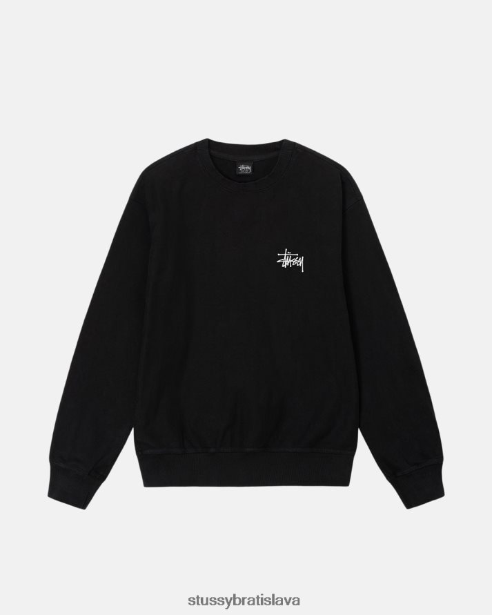 potí sa čierna unisex STUSSY základný pigment zafarbený osádka V6222Z184