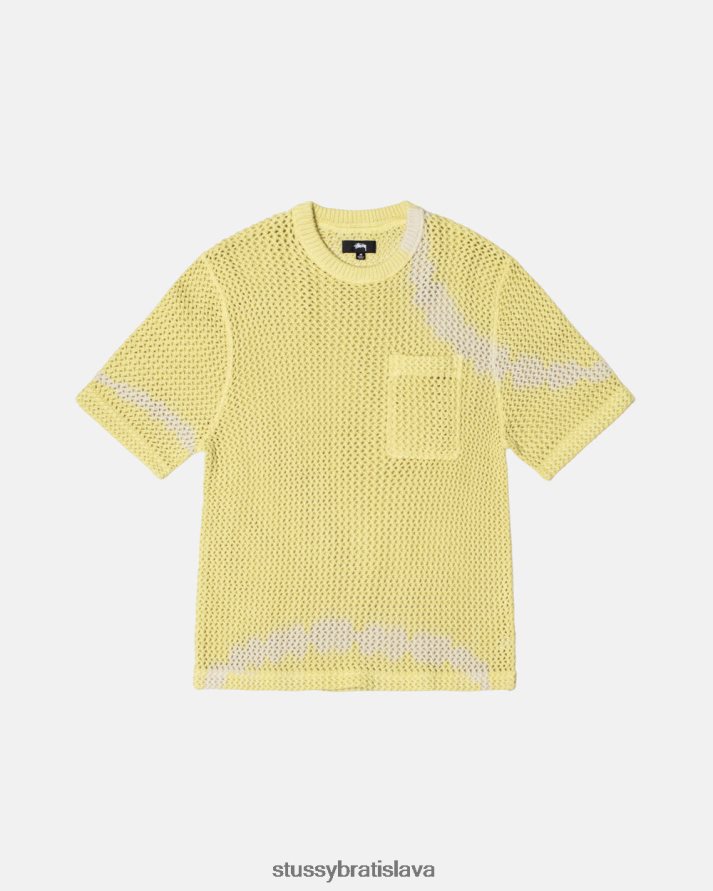 top a košele kravatové farbivo žlté unisex STUSSY odyed heavyweight mesh crew V6222Z504