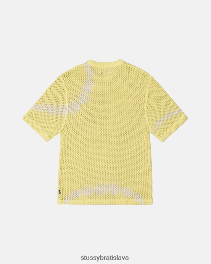 top a košele kravatové farbivo žlté unisex STUSSY o\dyed heavyweight mesh crew V6222Z504