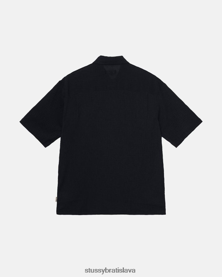 top a košele čierna unisex STUSSY pokrčená gingham ss košeľa V6222Z514