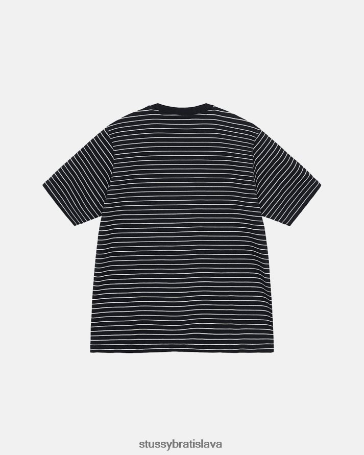 top a košele čierna unisex STUSSY špendlík pruhovaný ss crew V6222Z494