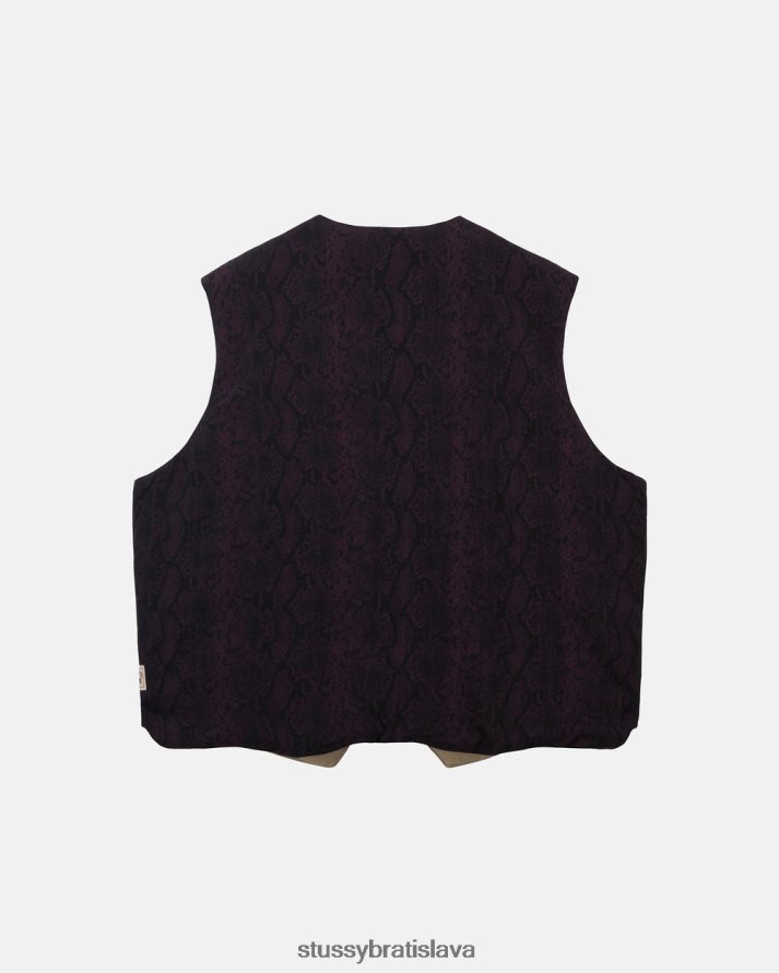 vrchné oblečenie bordová unisex STUSSY pytónová obojstranná vesta V6222Z354