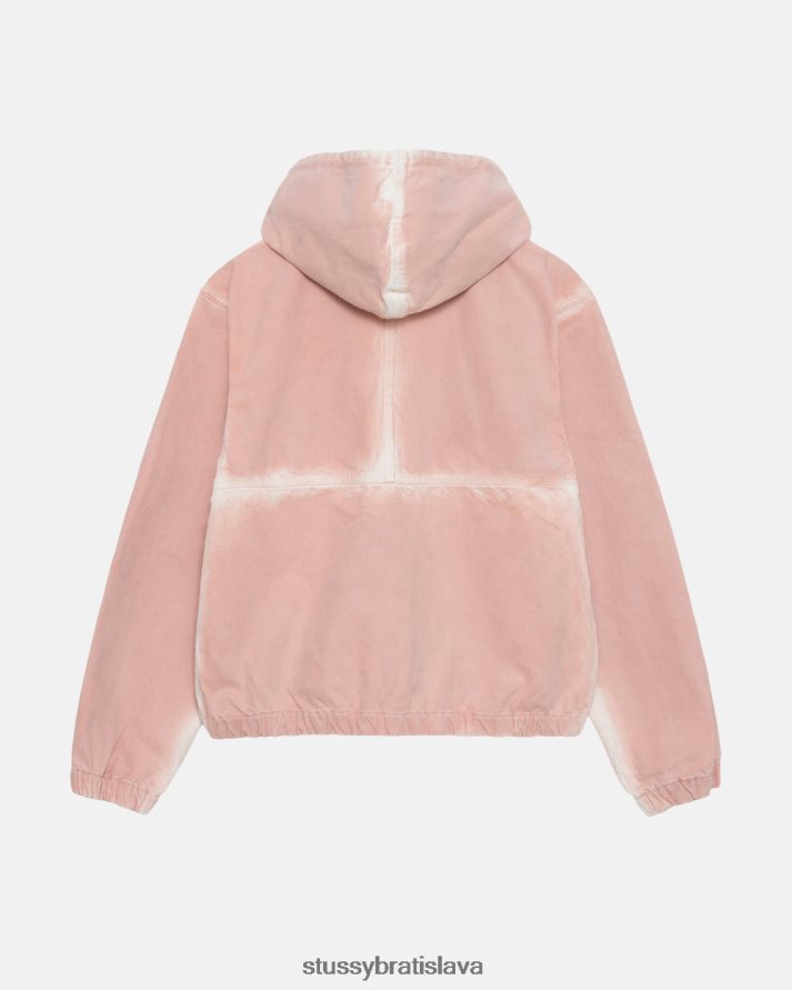 vrchné oblečenie vyblednutá ružová unisex STUSSY pracovná bunda s kapucňou v spreji V6222Z362