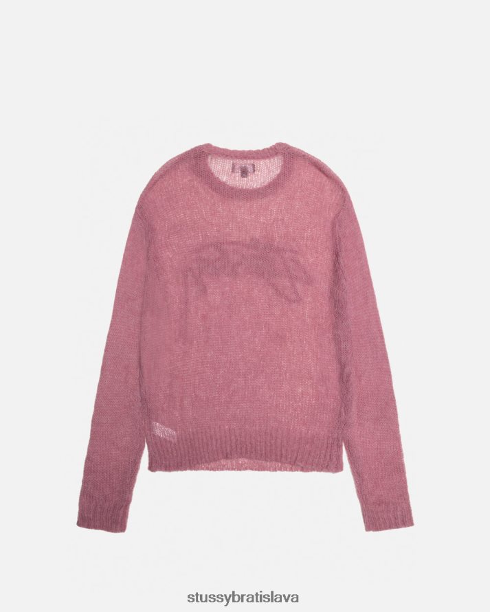 úplety fialová unisex STUSSY voľný pletený sveter s logom V6222Z264