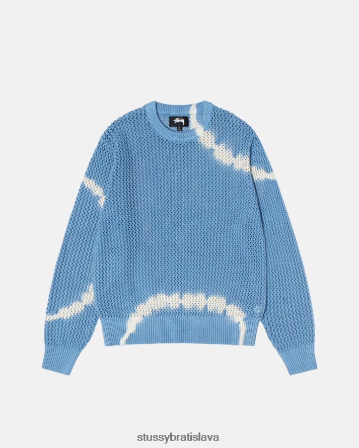 úplety kravatové farbivo modré unisex STUSSY pigmentom zafarbený voľný sveter V6222Z254