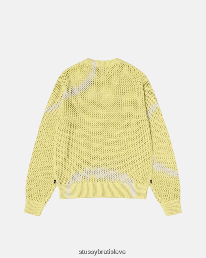 úplety kravatové farbivo žlté unisex STUSSY pigmentom zafarbený voľný sveter V6222Z256