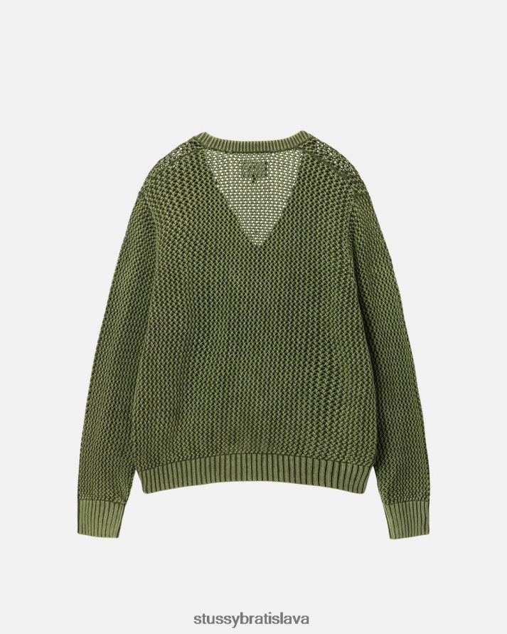 úplety olivový unisex STUSSY kardigan s voľným rozchodom V6222Z259