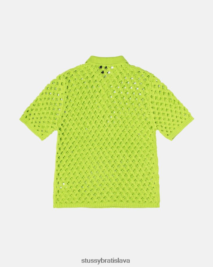 úplety vápno unisex STUSSY veľký sieťovaný polo sveter V6222Z245