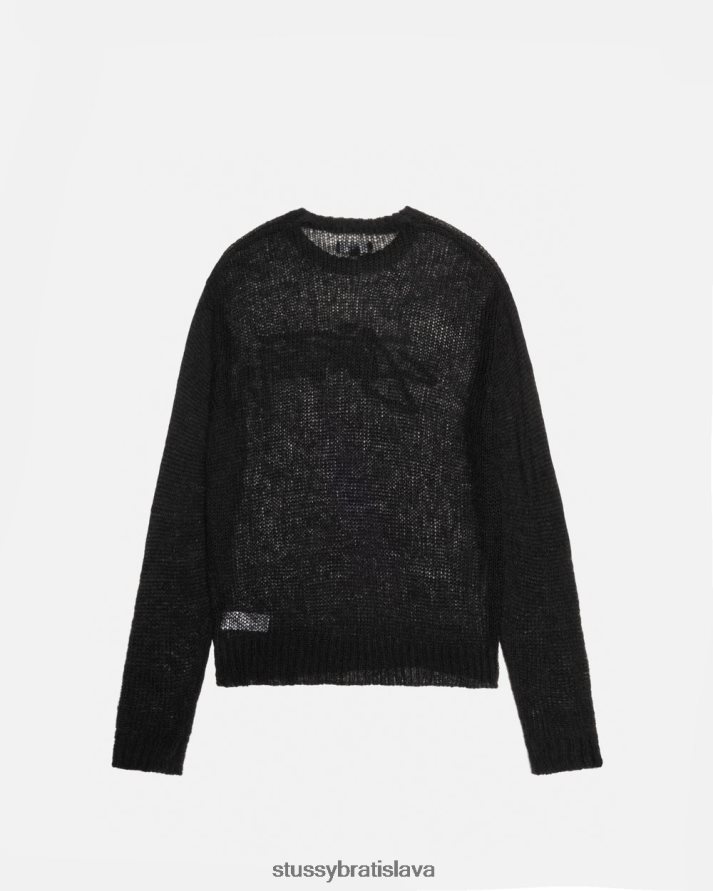 úplety čierna unisex STUSSY voľný pletený sveter s logom V6222Z263