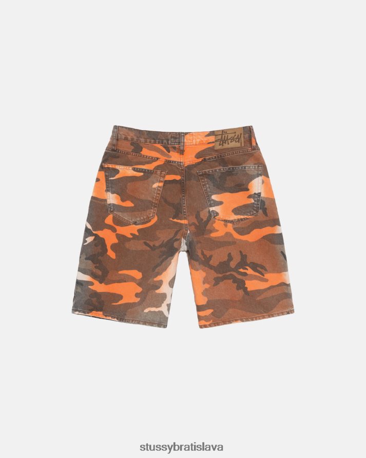 šortky oranžová kamufláž unisex STUSSY sprejové farby na veľké šortky V6222Z288